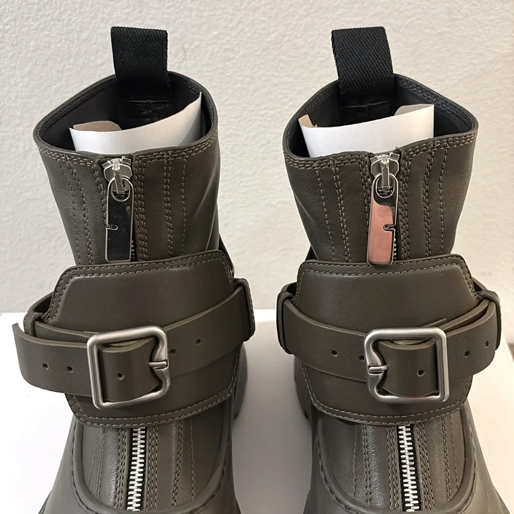 NEW [Burberry] SUPER RARE Authenticated Hunter Green Buckle Boots Men’s Sz 10.5 - Picture 5 of 15